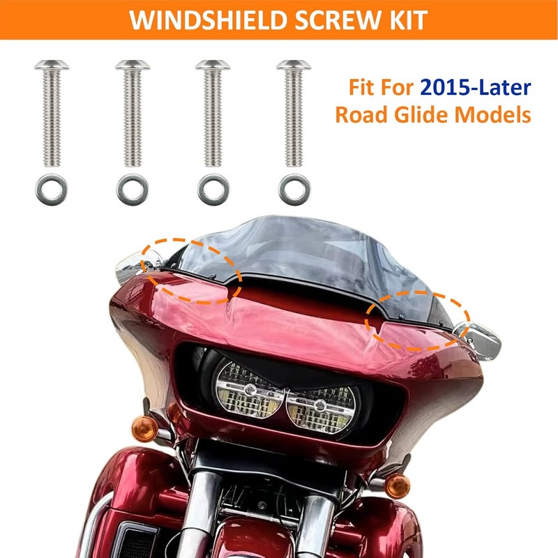 IVWFU 42PCS Windshield Bolts Kit Inner Batwing Fairing Bolts Screws Stainless Steel Fit for 1996-2025 Harley Touring Road Glide Electra Street Glide Trike Ultra Limited Glide - Image 4